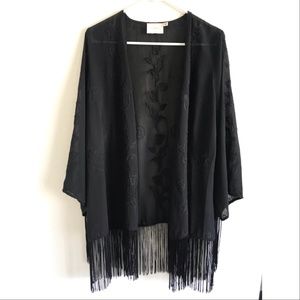 Lush Kimono Cardigan with Fringe